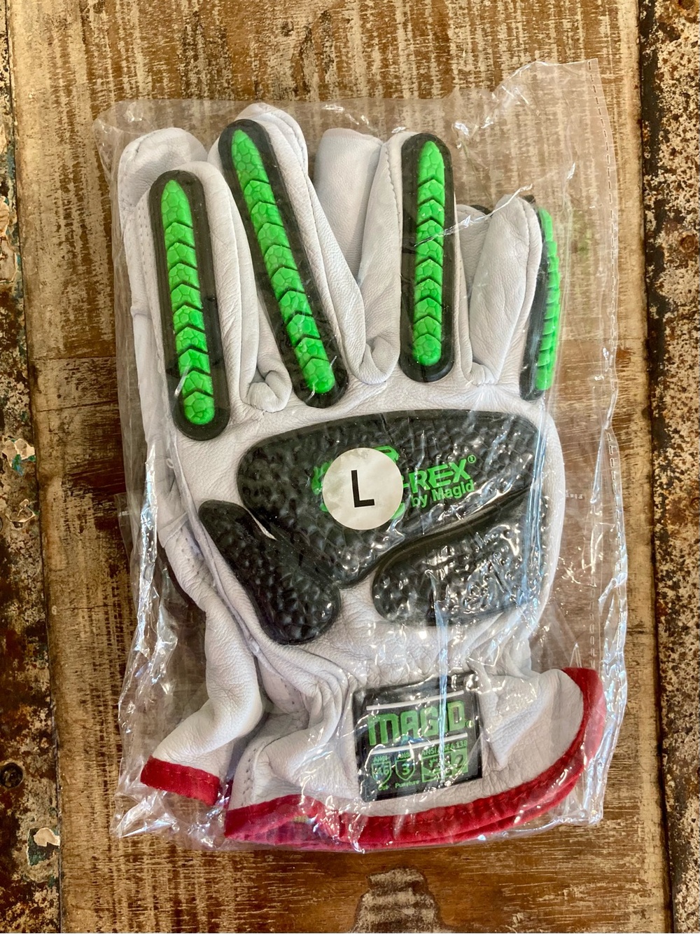 1 Pair Magid T-Rex Lined Leather Safety Work Gloves Size Large ANSI A6 Cut